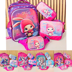 COMBO MOCHILA DE 4PZ PRIMARIA CON LUZ Y MUSICA DISNEY MOD# CAR4-03