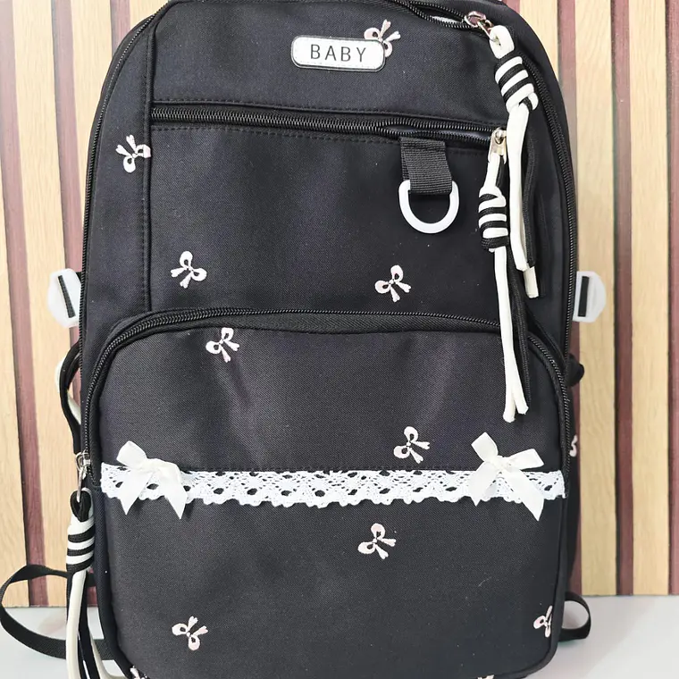 MOCHILA JUVENIL CON MONEDERITO Y ENCAJE (MOÑOS) MOD# 6925 4