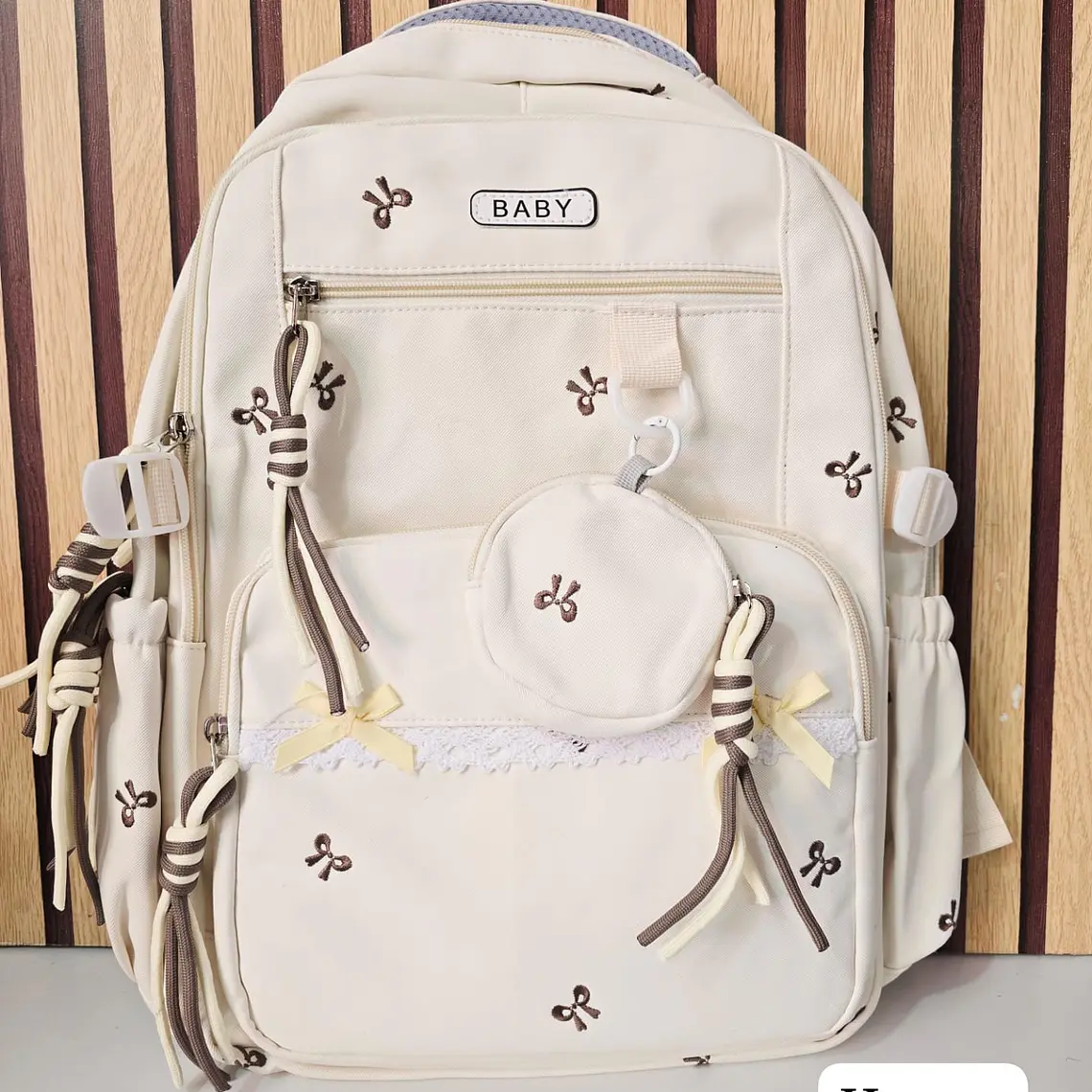 MOCHILA JUVENIL CON MONEDERITO Y ENCAJE (MOÑOS) MOD# 6925 6