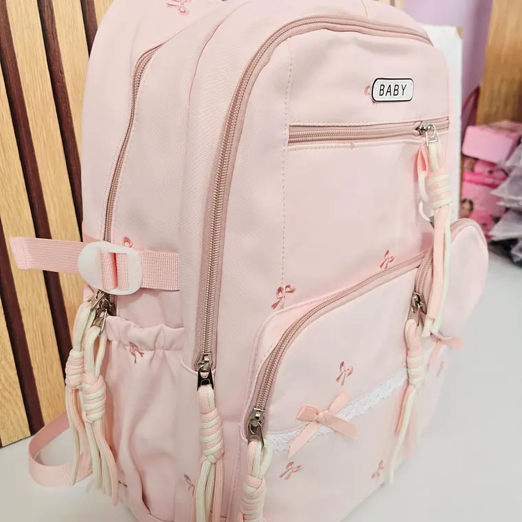 MOCHILA JUVENIL CON MONEDERITO Y ENCAJE (MOÑOS) MOD# 6925 10