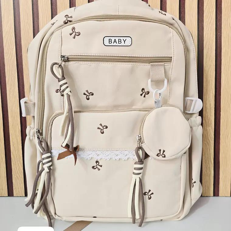 MOCHILA JUVENIL CON MONEDERITO Y ENCAJE (MOÑOS) MOD# 6925 5