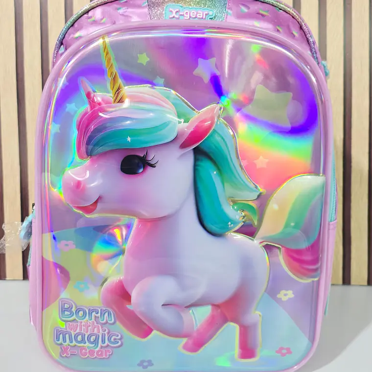 MOCHILA PRIMARIA OCON LUZ ORIGINAL X-GEAR  UNICORNIO  MOD# FX619 1