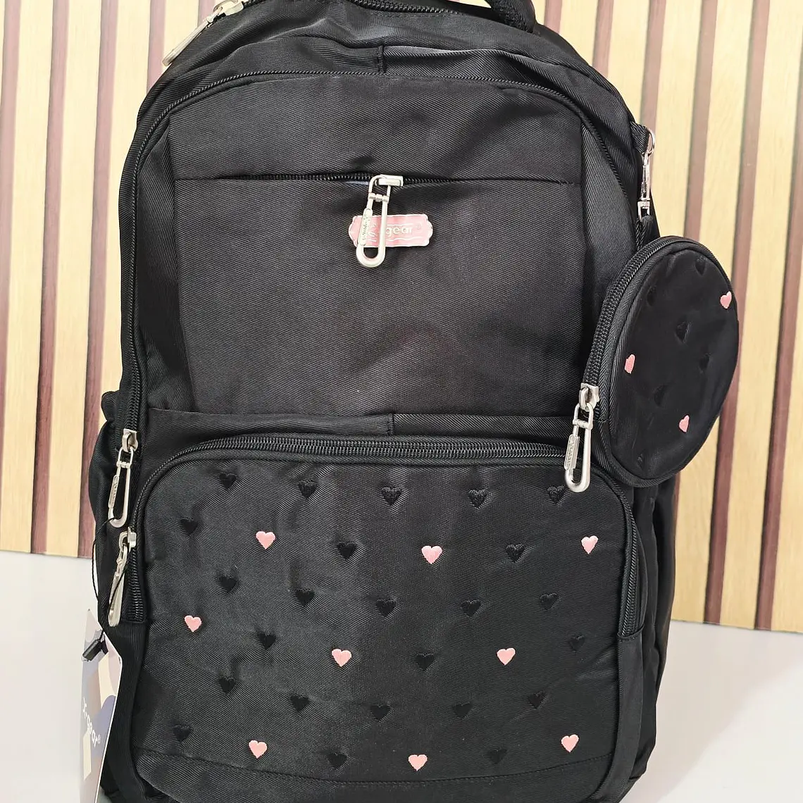 MOCHILA ORIGINAL X-GEAR JUVENIL  CORAZONCITOS CON MONEDERO MOD# XF775 2