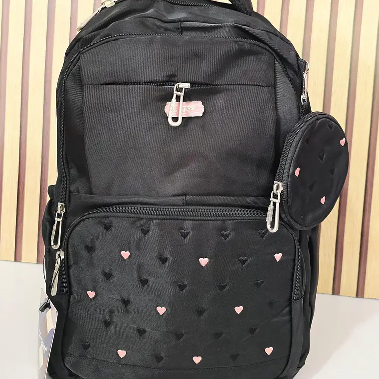MOCHILA ORIGINAL X-GEAR JUVENIL  CORAZONCITOS CON MONEDERO MOD# XF775 2
