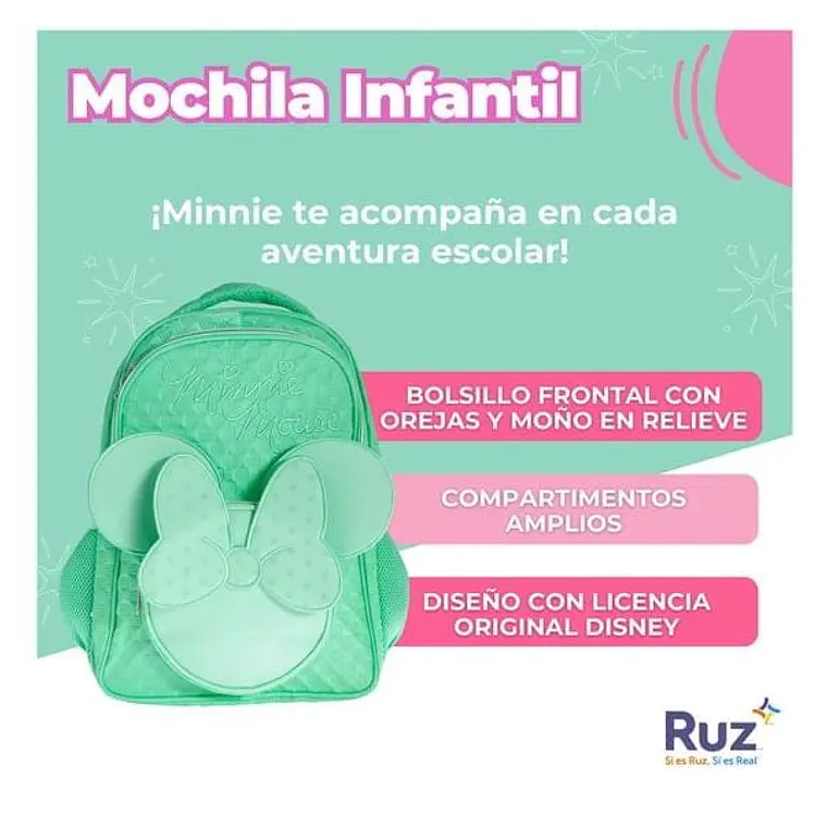 MOCHILA PRIMARIA ORIGINAL MINNIE VERDE    RUZ  MOD# 182292 1