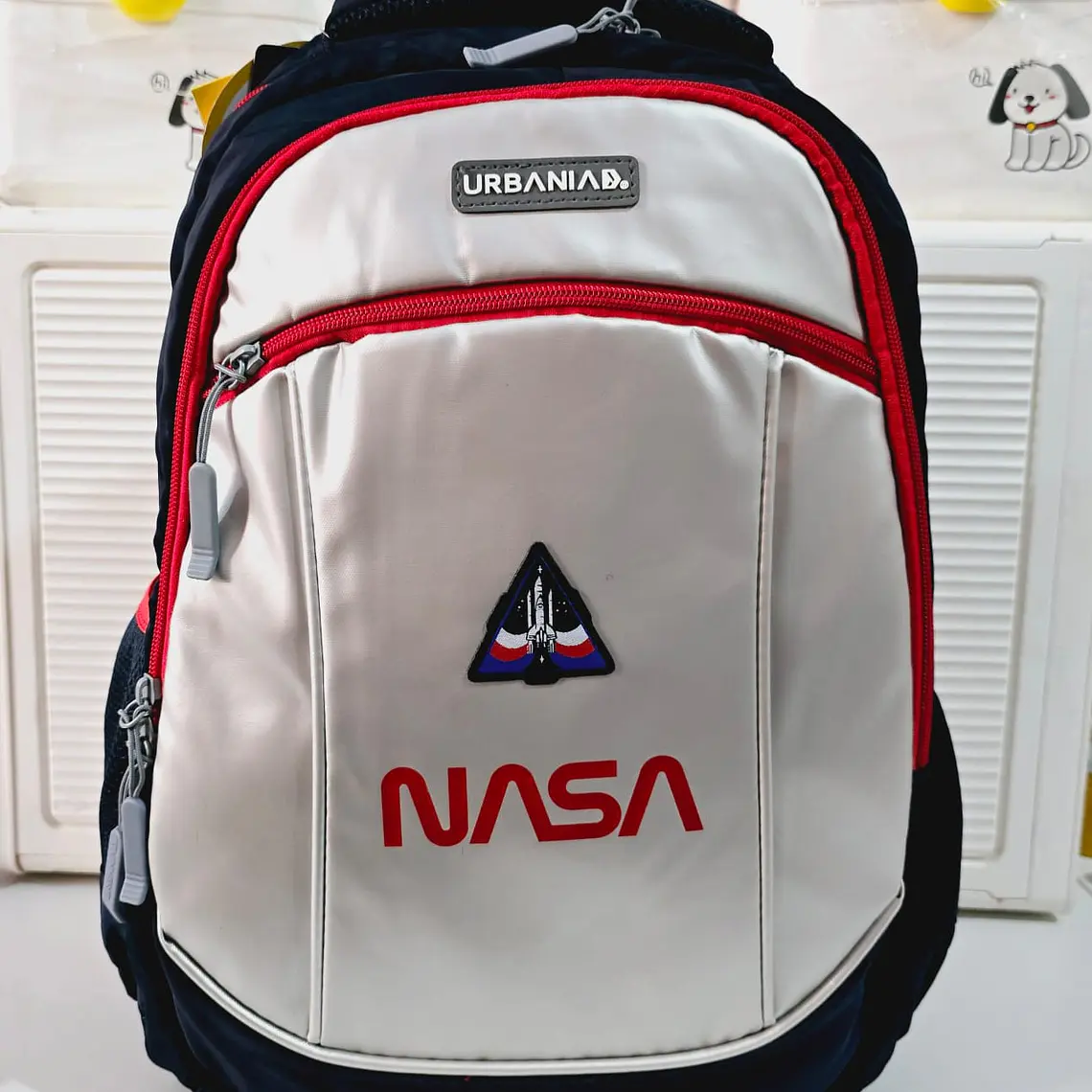 MOCHILA ORIGINAL NASA BLANCO/ROJO MOD# MMPT000 1