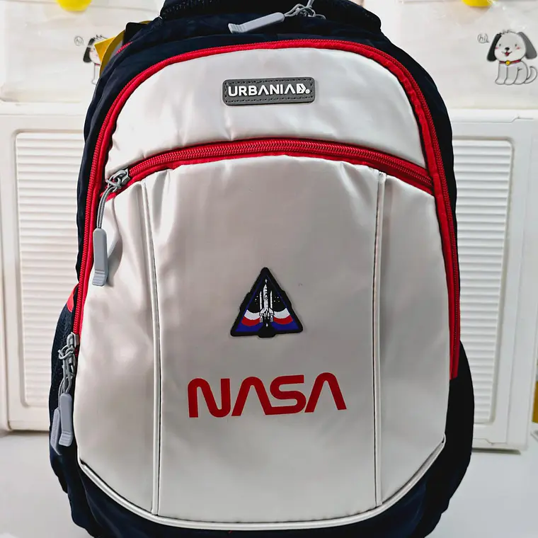 MOCHILA ORIGINAL NASA BLANCO/ROJO MOD# MMPT000 1