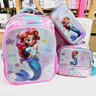 COMBO DE MOCHILA CON LUZ ORIGINAL X-GEAR DISEÑO SIRENA (PRIMARIA) MOD# FX620