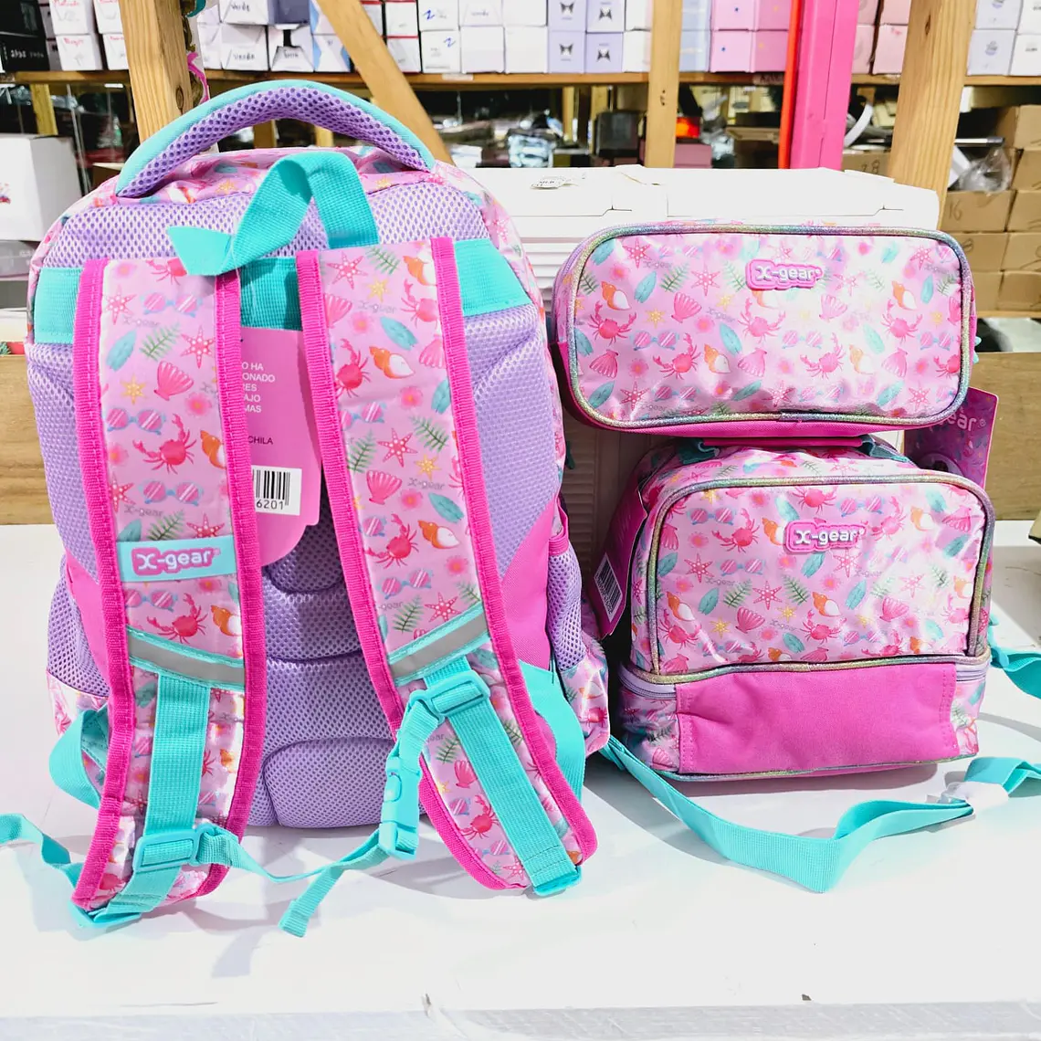 COMBO DE MOCHILA CON LUZ ORIGINAL X-GEAR DISEÑO SIRENA (PRIMARIA) MOD# FX620 3