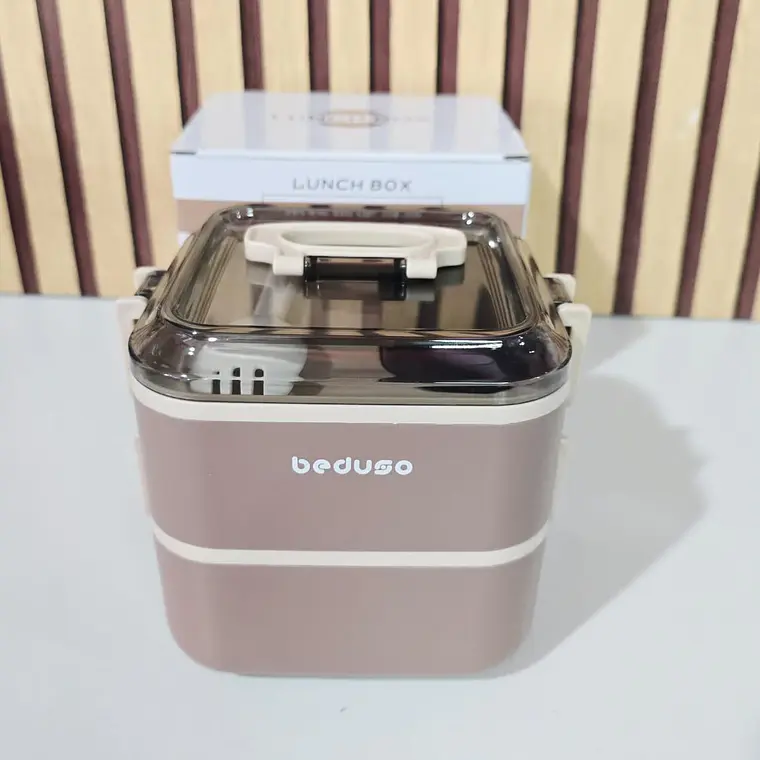 TUPPER TÉRMICO CUADRADO ACERO INOXIDABLE 2 NIVELES  BEDUSO MOD# 1276 4