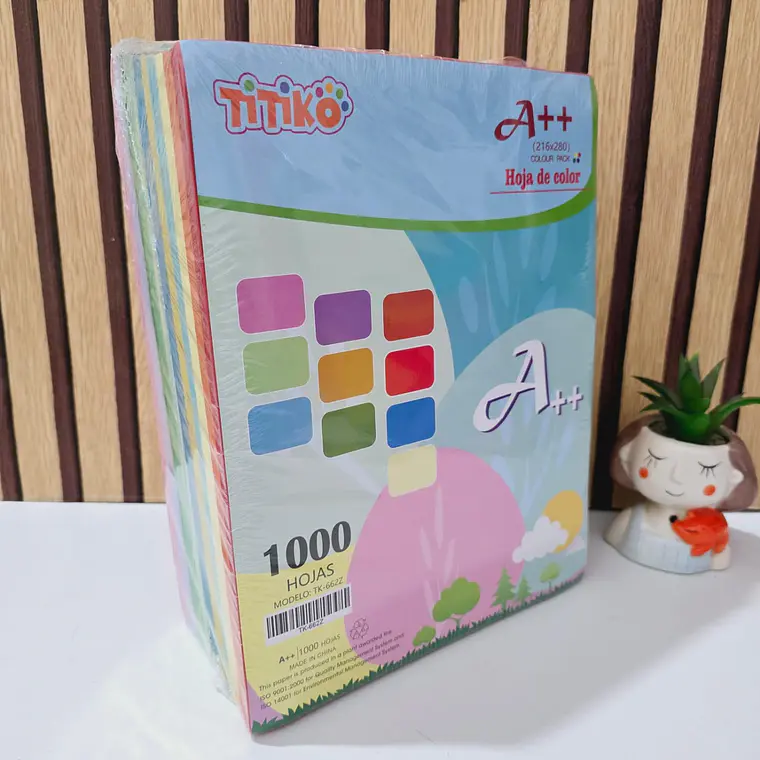 PAQUETE DE MIL HOJAS DE COLORES PASTEL A4 MOD# TK-662Z- 3