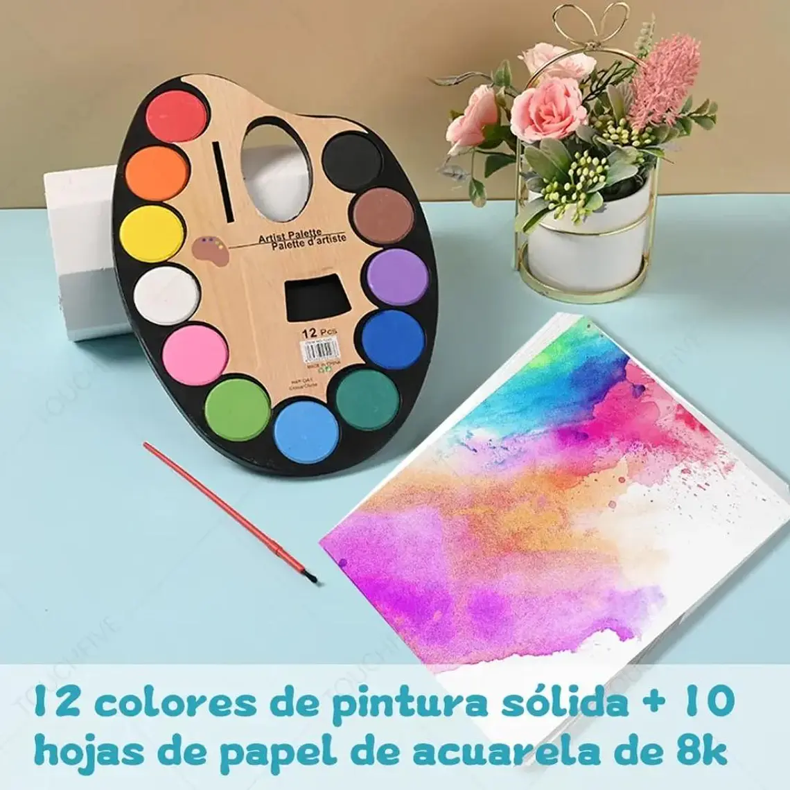 🎨PALETA DE ACUARELA 12 COLORES MOD# B-9005YH 1