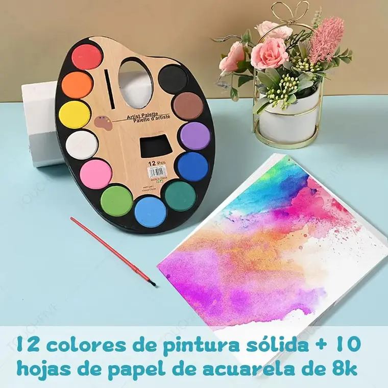 🎨PALETA DE ACUARELA 12 COLORES MOD# B-9005YH 1