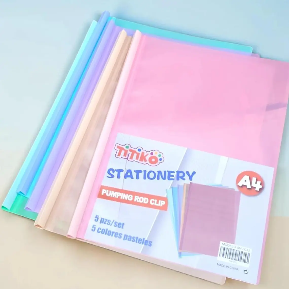 PAQ DE 5 CARPETAS CLIP COLORES PASTEL MO# SN-003J 2