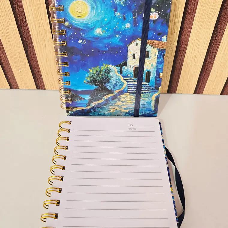 (RAYAS) LIBRETA PEQUEÑA CON 100 HOJAS DISEÑO VANGOGH MOD# TK-0159BJ 7