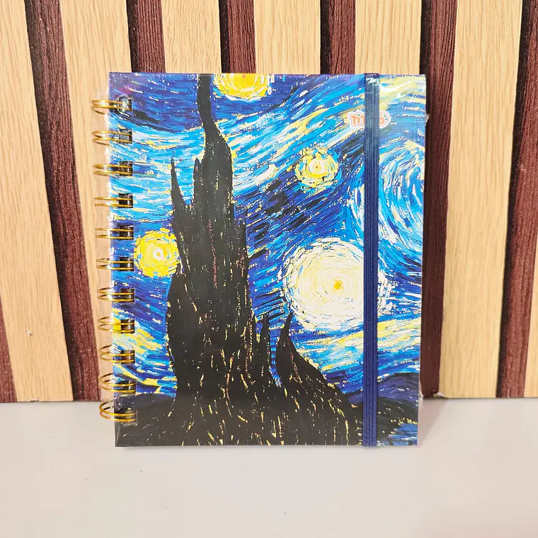 (CUADROS) LIBRETA PEQUEÑA CON 100 HOJAS DISEÑO VANGOGH MOD# TK-0161BJ 1