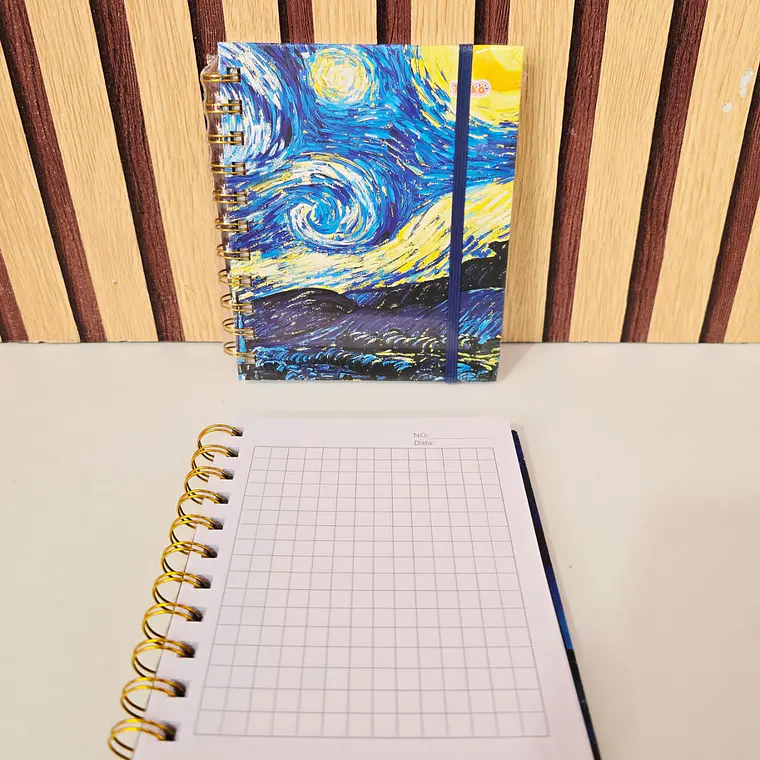 (CUADROS) LIBRETA PEQUEÑA CON 100 HOJAS DISEÑO VANGOGH MOD# TK-0161BJ 7
