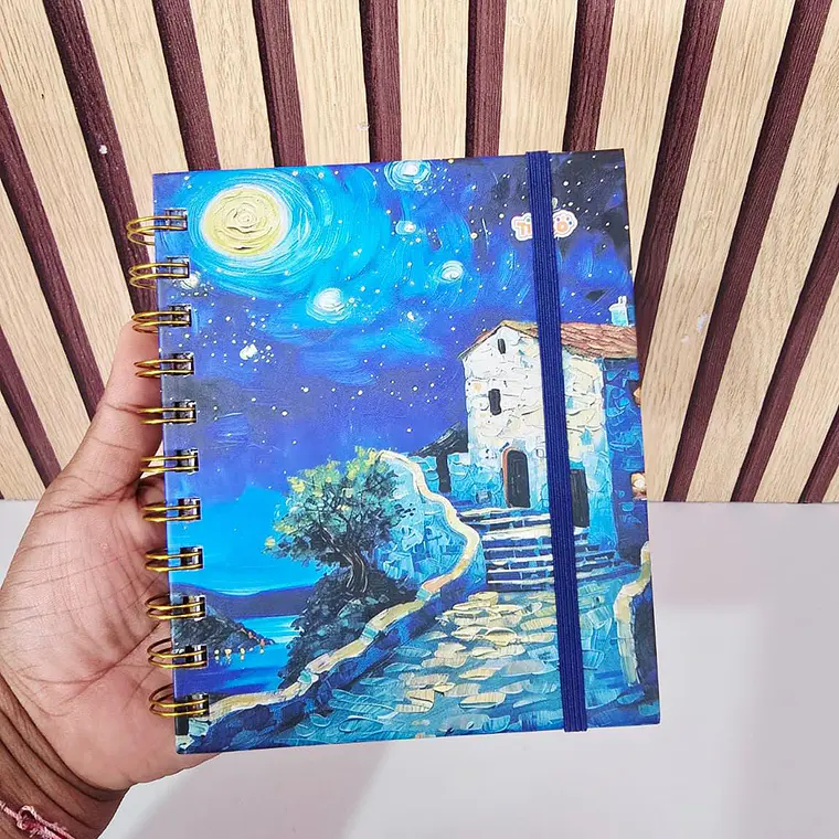 (CUADROS) LIBRETA PEQUEÑA CON 100 HOJAS DISEÑO VANGOGH MOD# TK-0161BJ 8
