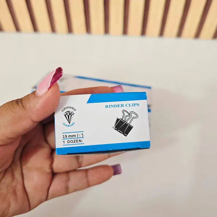 CAJITA CON 12 BINDER CLIPS PARA CARPETA MOD# WJ-100-19, 15, 32 📂 5