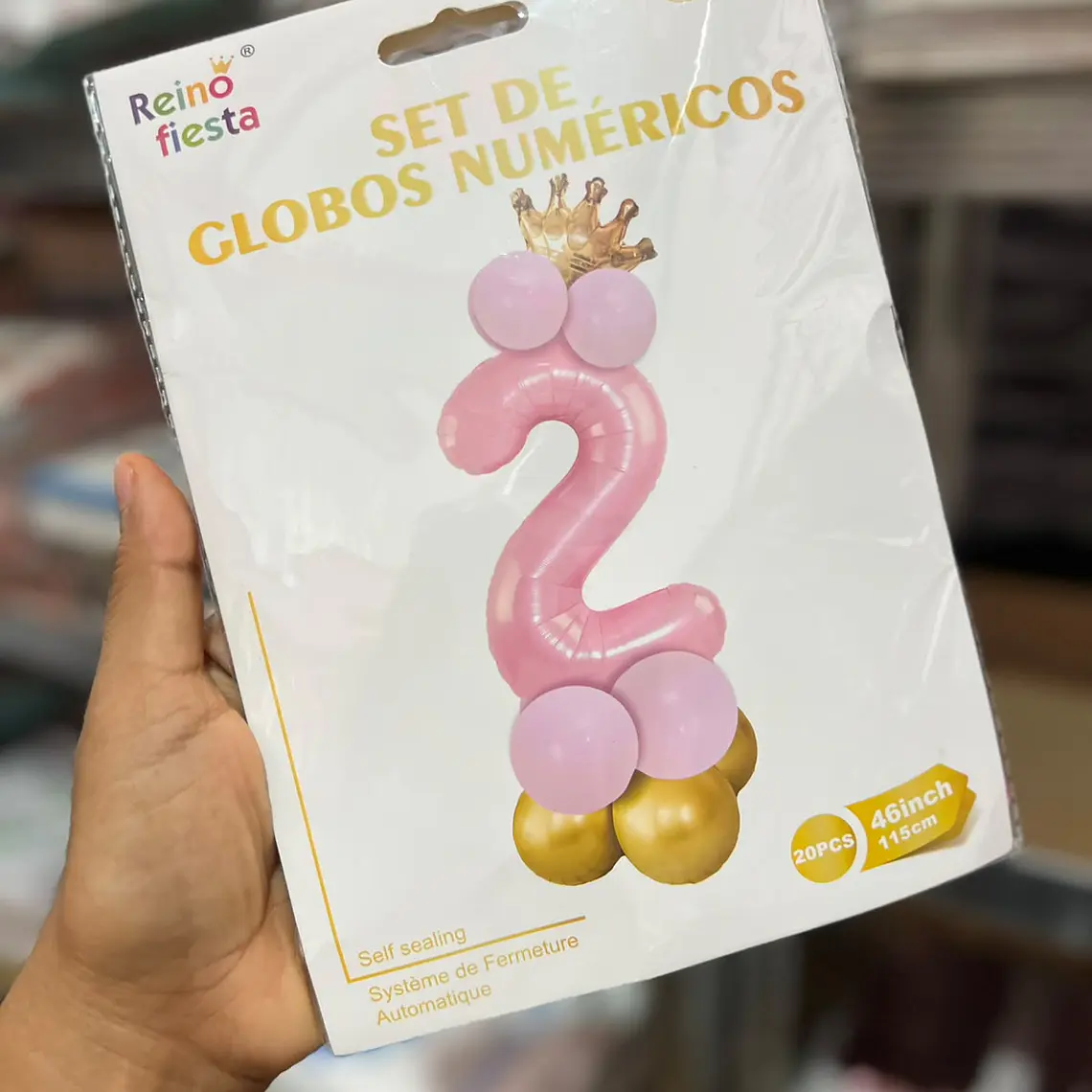SET DE GLOBOS COLOR ROSA CON GLOBOS Y  CORONITA  MOD# 62017-62026👑 5