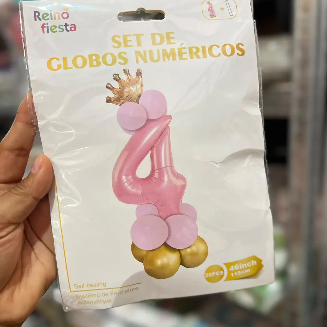 SET DE GLOBOS COLOR ROSA CON GLOBOS Y  CORONITA  MOD# 62017-62026👑 7