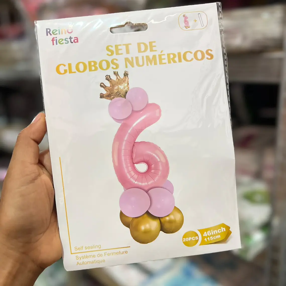 SET DE GLOBOS COLOR ROSA CON GLOBOS Y  CORONITA  MOD# 62017-62026👑 9