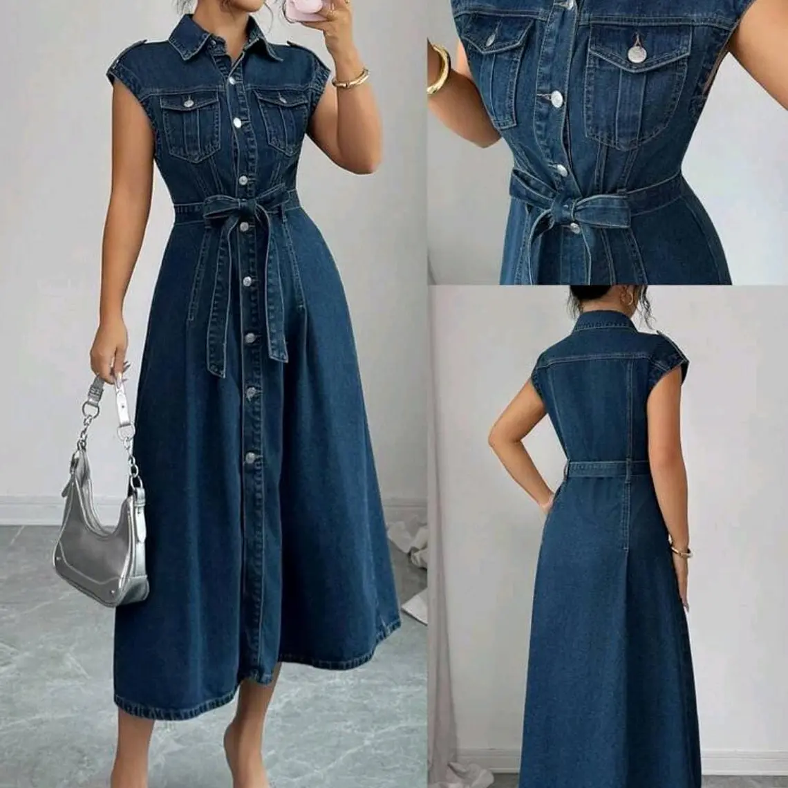 VESTIDO LARGO AZUL/MEZCLILLA TALLA GRANDE 1