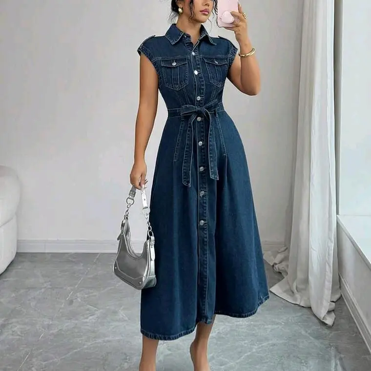 VESTIDO LARGO AZUL/MEZCLILLA TALLA GRANDE 3