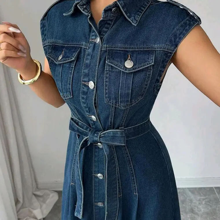 VESTIDO LARGO AZUL/MEZCLILLA TALLA GRANDE 4