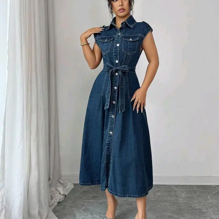 VESTIDO LARGO AZUL/MEZCLILLA TALLA GRANDE 5