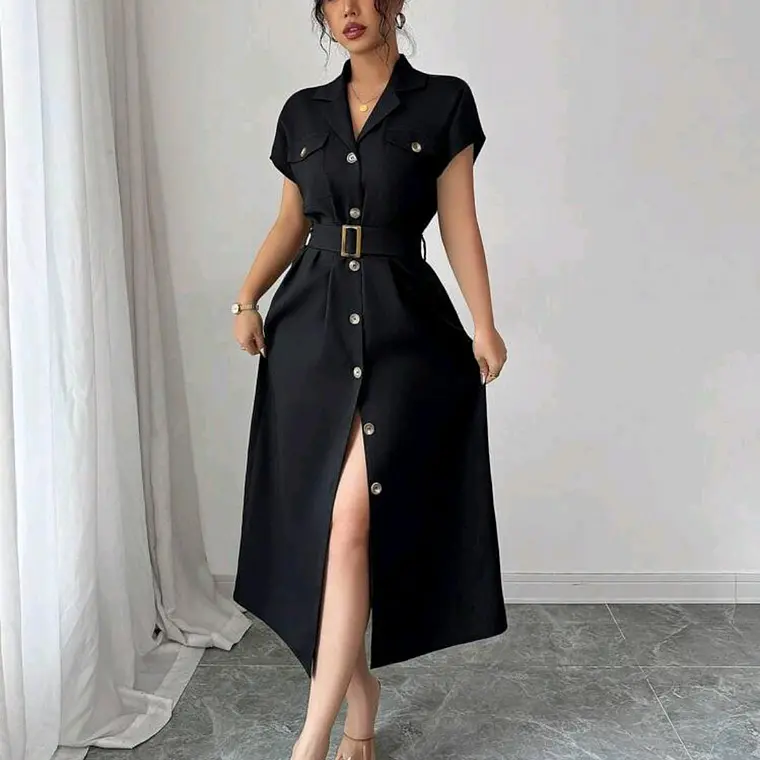 VESTIDO NEGRO CON ABERTURA TALLA GRANDE 1