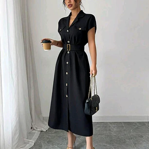 VESTIDO NEGRO CON ABERTURA TALLA GRANDE
