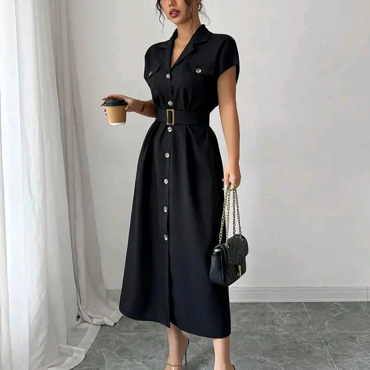 VESTIDO NEGRO CON ABERTURA TALLA GRANDE 2