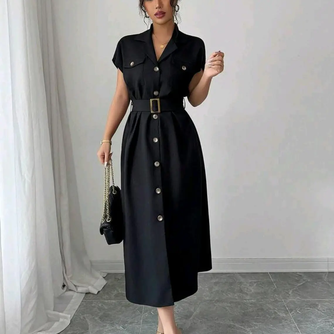 VESTIDO NEGRO CON ABERTURA TALLA GRANDE 3