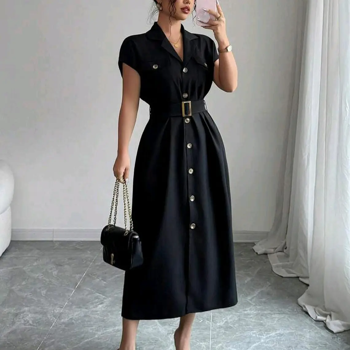 VESTIDO NEGRO CON ABERTURA TALLA GRANDE 4
