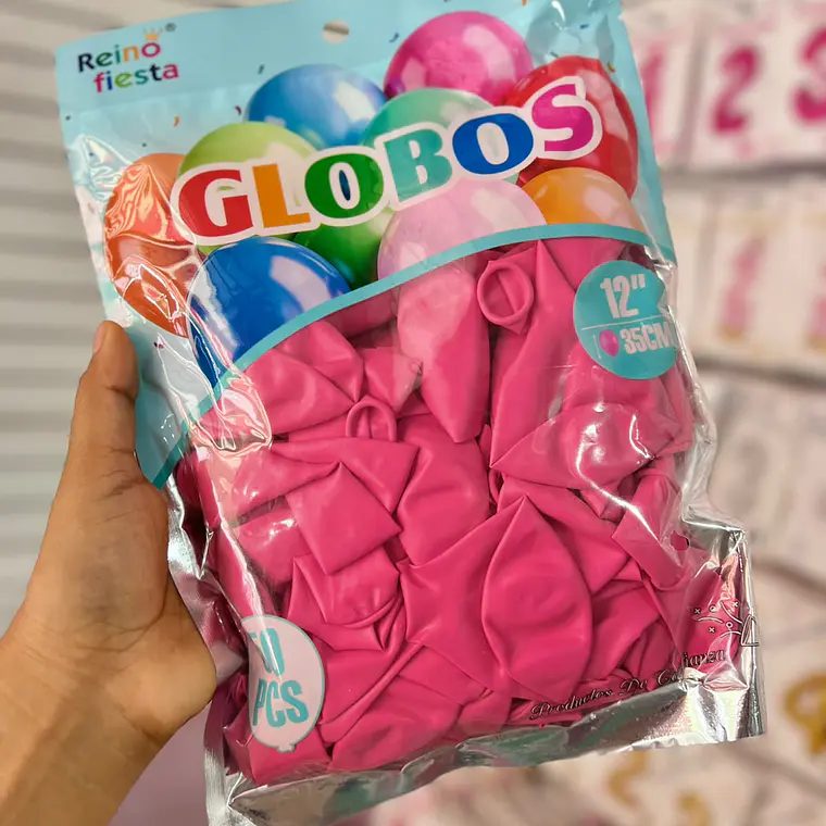 BOLSA CON 50 GLOBOS DE COLORES 12