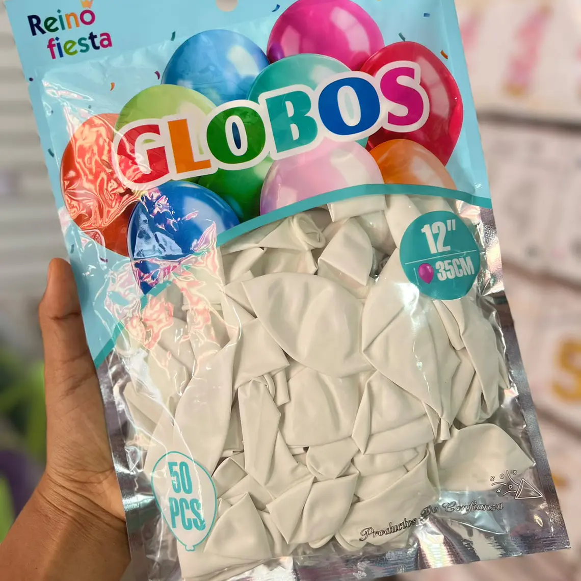 BOLSA CON 50 GLOBOS DE COLORES 12