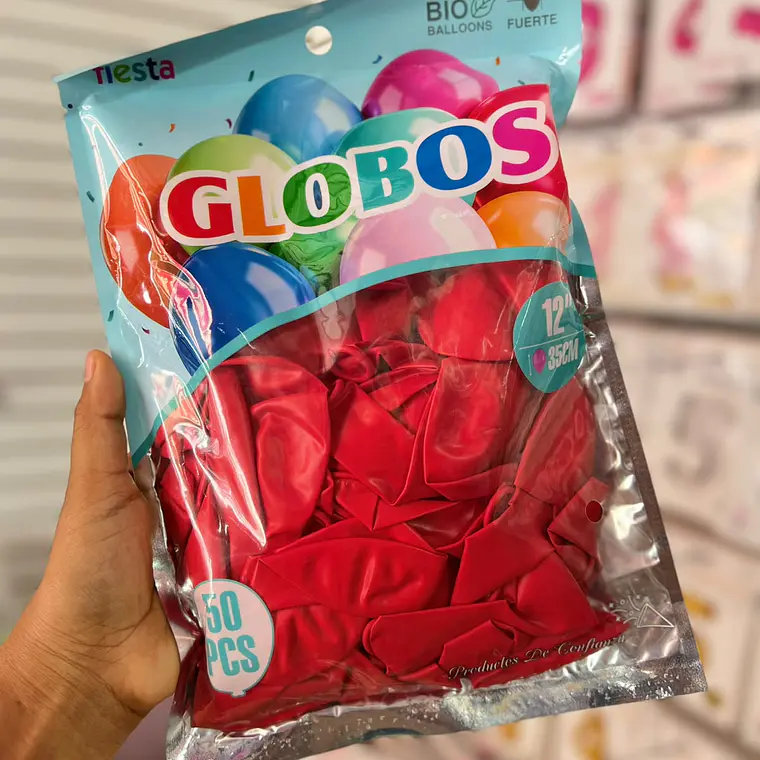 BOLSA CON 50 GLOBOS DE COLORES 12