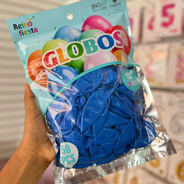 BOLSA CON 50 GLOBOS DE COLORES 12