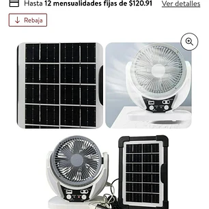 VENTILADOR DE 6 PULGADAS RECARGABLE CON PANEL SOLAR Y FOCO MOD# GD-8025
