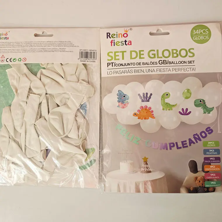 SET DE GLOBOS FELIZ CUMPLEAÑOS UNICORNIO/DINO MOD# 60132-60133 3