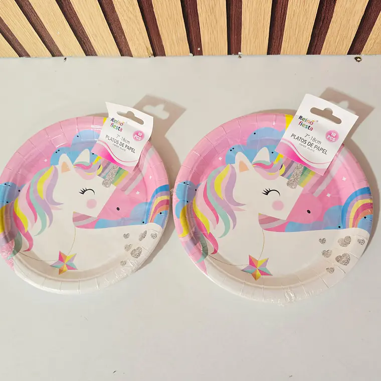 PAQ DE 10 PLATOS DE PAPEL UNICORNIO/FELIZ CUMPLEAÑOS MOD# 60894-60898 2