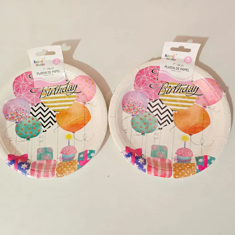 PAQ DE 10 PLATOS DE PAPEL UNICORNIO/FELIZ CUMPLEAÑOS MOD# 60894-60898 3