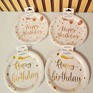 PAQ. DE 10 PLATOS DE PAPEL HAPPY BIRTHDAY MOD#60902-60906