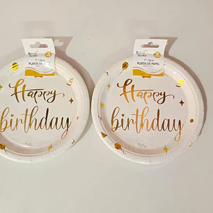 PAQ. DE 10 PLATOS DE PAPEL HAPPY BIRTHDAY MOD#60902-60906