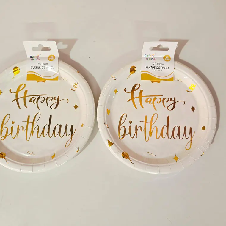 PAQ. DE 10 PLATOS DE PAPEL HAPPY BIRTHDAY MOD#60902-60906 2