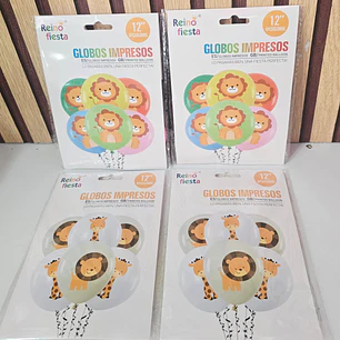 PAQ DE 6 GLOBOS  IMPRESOS TAMAÑO 12