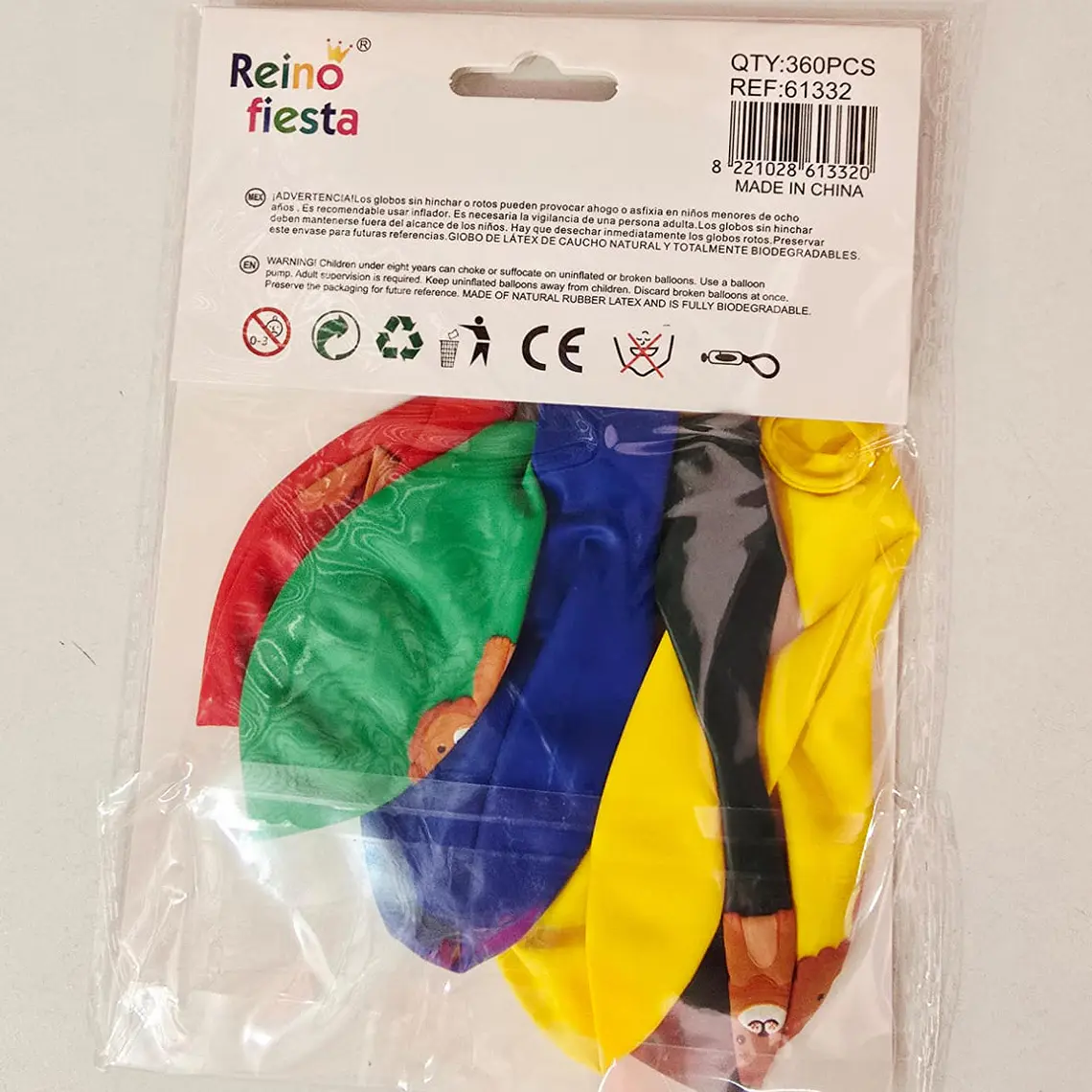 PAQ DE 6 GLOBOS  IMPRESOS TAMAÑO 12