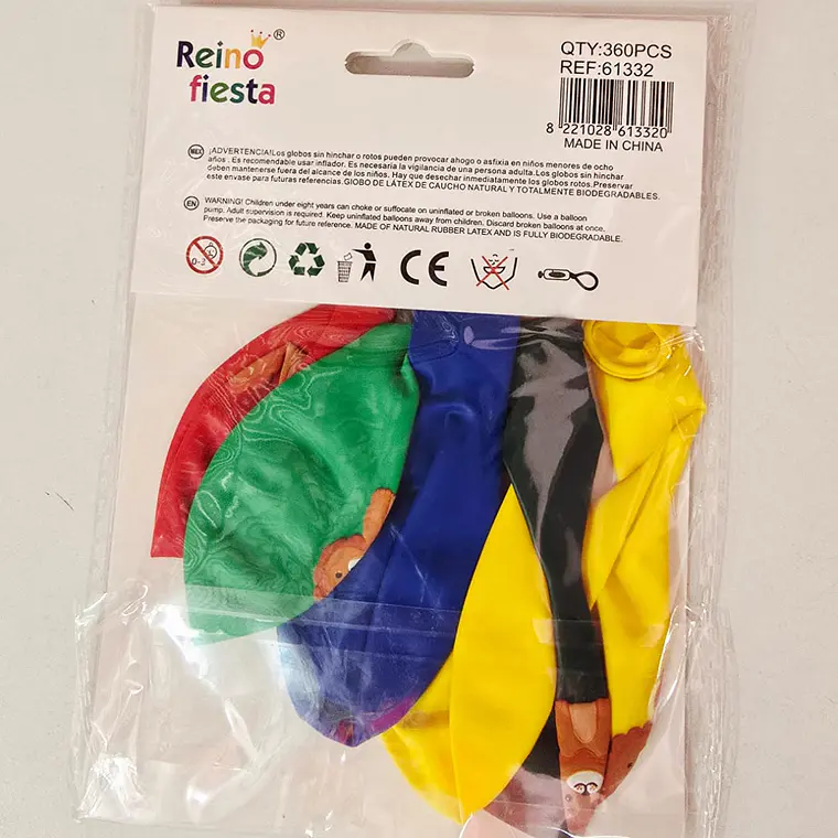 PAQ DE 6 GLOBOS  IMPRESOS TAMAÑO 12