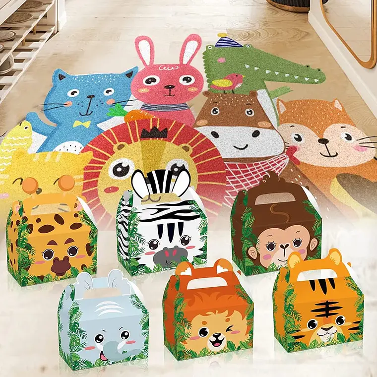 PAQ CON 3 CAJITAS PARA DULCES DISEÑO ANIMALITOS DE LA SELVA Y DEL MAR MOD# 61660-61661 2